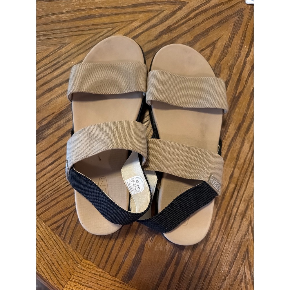 Keen Elle Backstrap Sandals Womens 9.5 Wide Tan Black Stretch Gore 1022624